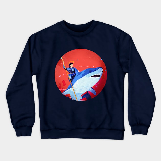 Joan of Shark_RoundVersion Crewneck Sweatshirt by kjm.illustrations